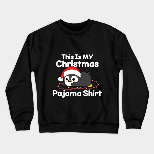 This Is My Christmas Pajama Funny Penguin Christmas Lights Gift Crewneck Sweatshirt by GIFTEE21